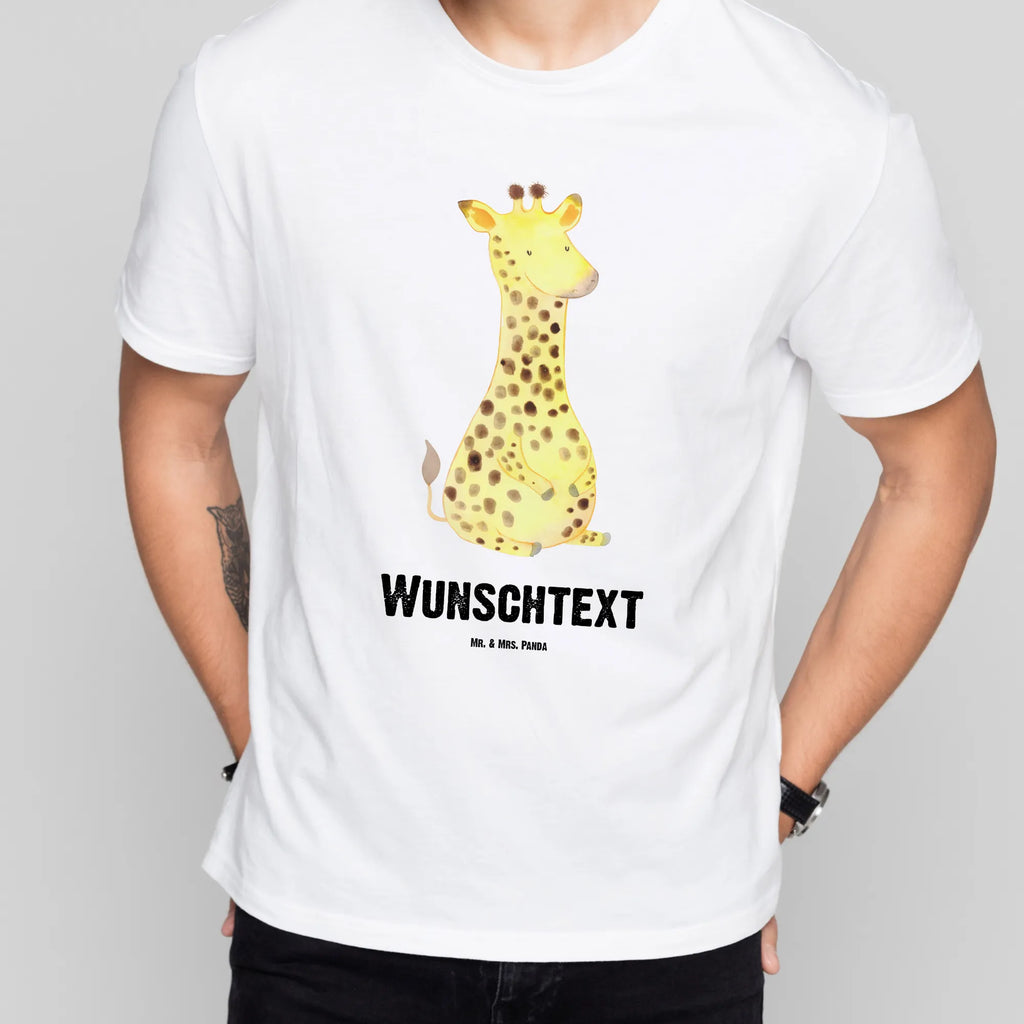 Personalised T-Shirt giraffe Satisfied Bedrucken, T-Shirt mit Aufruck, T-Shirt Personalisiert, Wunschtext, T-Shirt mit Namen, Wildtiere, Afrika, Zufrieden, Giraffe, Glück, Abenteuer