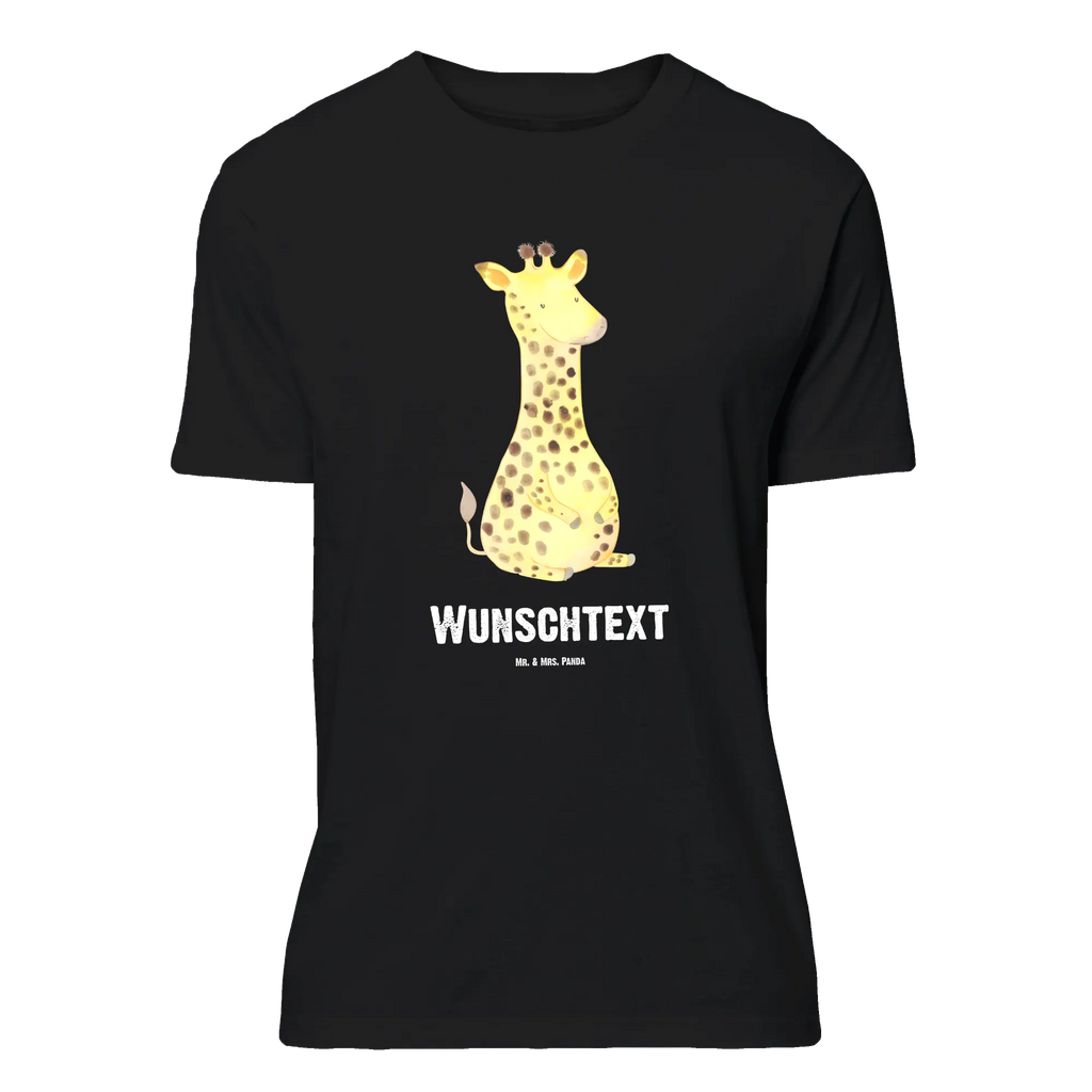 Personalised T-Shirt giraffe Satisfied Bedrucken, T-Shirt mit Aufruck, T-Shirt Personalisiert, Wunschtext, T-Shirt mit Namen, Wildtiere, Afrika, Zufrieden, Giraffe, Glück, Abenteuer