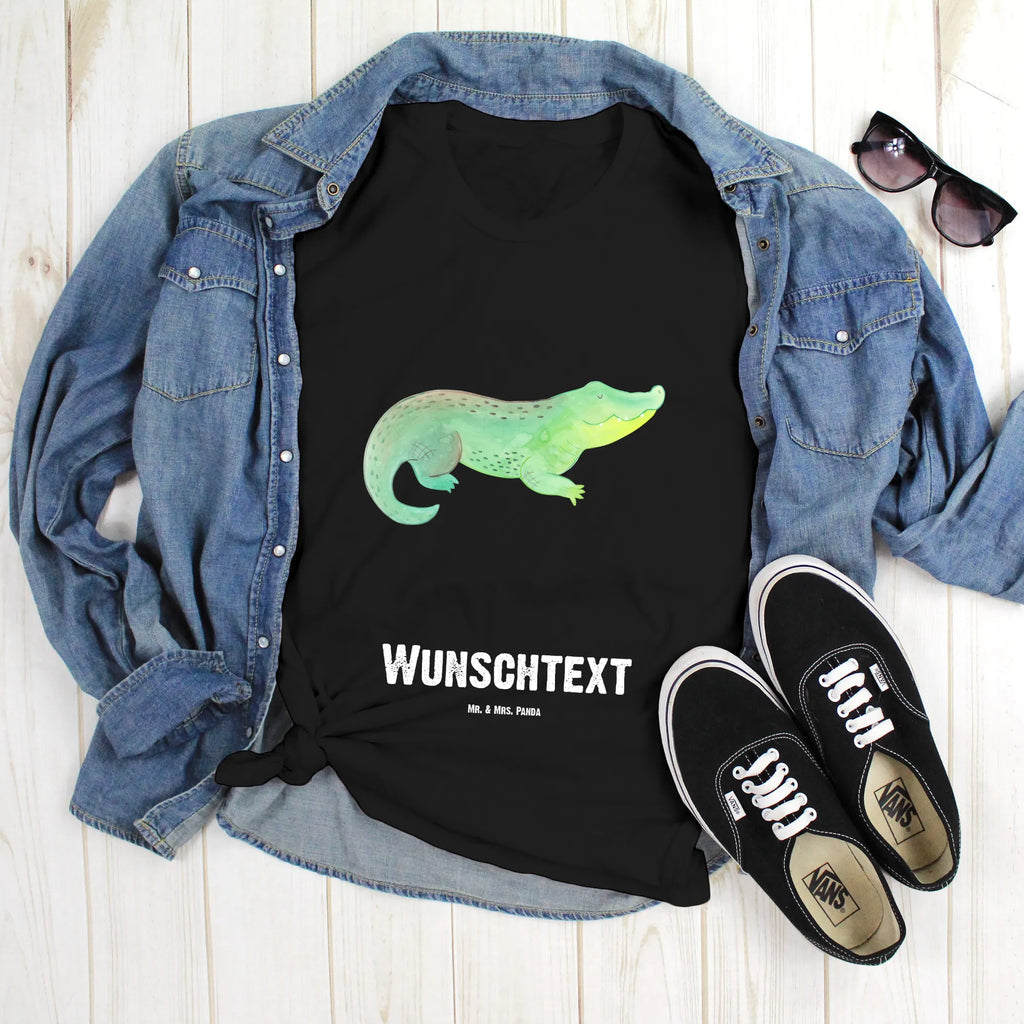 Rozmiar L Personalizowana koszulka Krokodyl Wunschtext, T-Shirt mit Namen, Bedrucken, T-Shirt Personalisiert, T-Shirt mit Aufruck, Meer, Urlaub, Meerestiere, Lieblingsmensch, Reiselust, Krokodile, Freundin, Abenteuerlust, Verrückt sein, Beste Freundin, Spontan sein, Krokodil