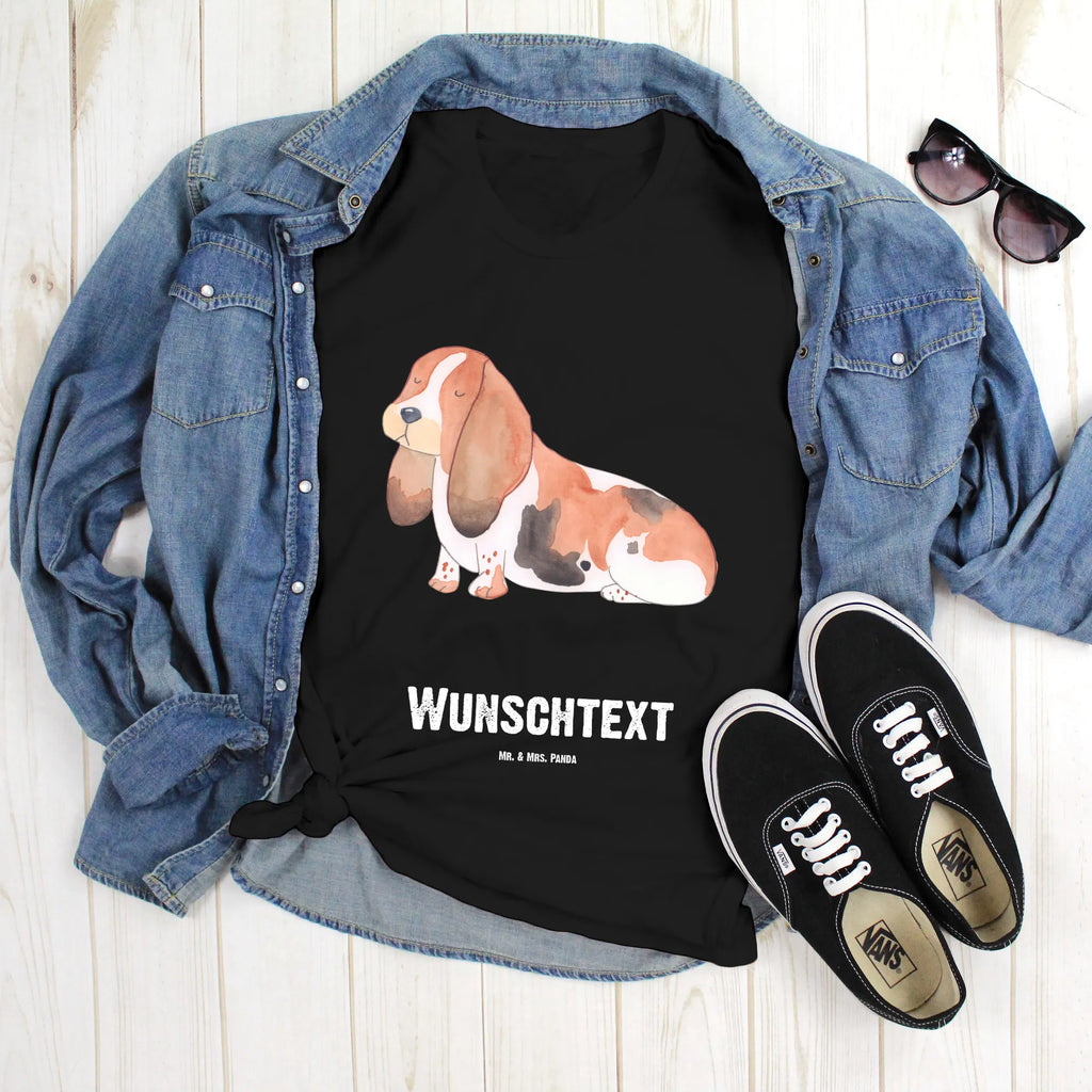 Rozmiar L Personalizowana koszulka pies Basset Hound T-Shirt mit Namen, T-Shirt mit Aufruck, T-Shirt Personalisiert, Bedrucken, Wunschtext, Hundemotiv, Hund, Haustier, Tierliebhaber, Sprüche, Hunderasse, Hundebesitzer, Hundeliebe, Basset, Kinderlos, Basset Hound