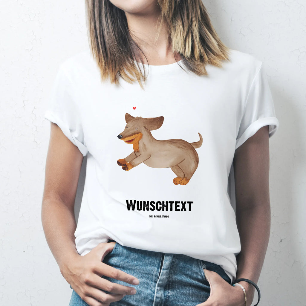 Rozmiar L Personalizowana koszulka pies Jamnik T-Shirt Personalisiert, Wunschtext, T-Shirt mit Namen, T-Shirt mit Aufruck, Bedrucken, Hundemotiv, Hund, Haustier, Tierliebhaber, Sprüche, Hunderasse, Hundebesitzer, Dachshund, Dackel, Happy Dog, Hunde