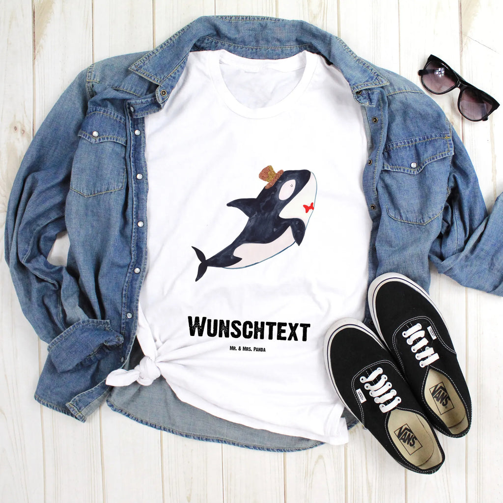 Personalised T-Shirt orca cylinder T-Shirt mit Aufruck, Wunschtext, Bedrucken, T-Shirt mit Namen, T-Shirt Personalisiert, Meer, Urlaub, Meerestiere, Konfetti, Orca, Glitzer, Geburtstag, Fest, Glitter, Glückwunsch, Fete, Narwal, Feier