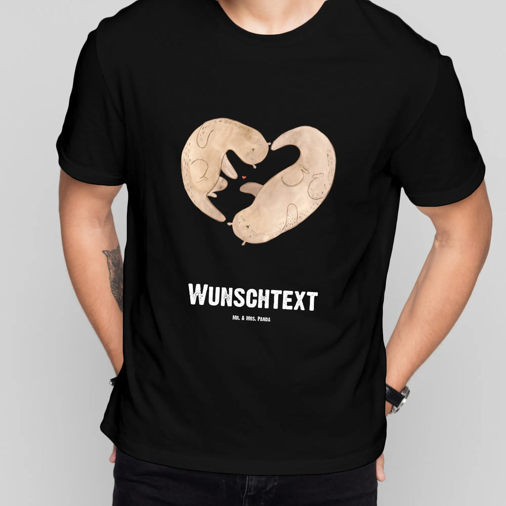 Personalisiertes T-Shirt Otter Herz T-Shirt mit Namen, T-Shirt mit Aufruck, Wunschtext, Bedrucken, Frauen, T-Shirt Personalisiert, Männer, Otter, Fischotter, Seeotter, gemeinsames Leben, Love you, Liebesbeweis, Liebe, Liebesgeschenk, Herz, Verlobung, Hochzeitstag, Jahrestag, Bessere Hälfte