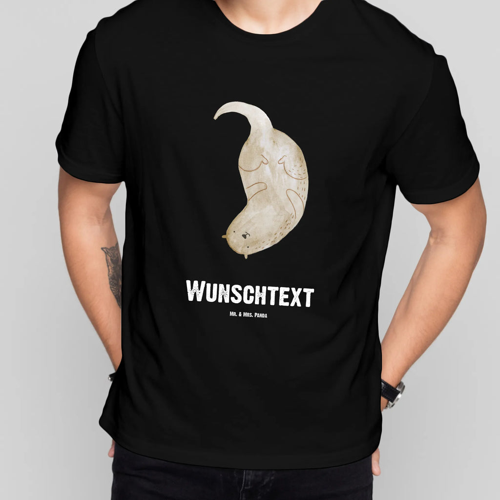 Rozmiar L Personalizowana koszulka wydra Do góry nogami T-Shirt mit Namen, Wunschtext, Bedrucken, T-Shirt mit Aufruck, T-Shirt Personalisiert, Fischotter, Seeotter, Otter, Otter Seeotter See Otter