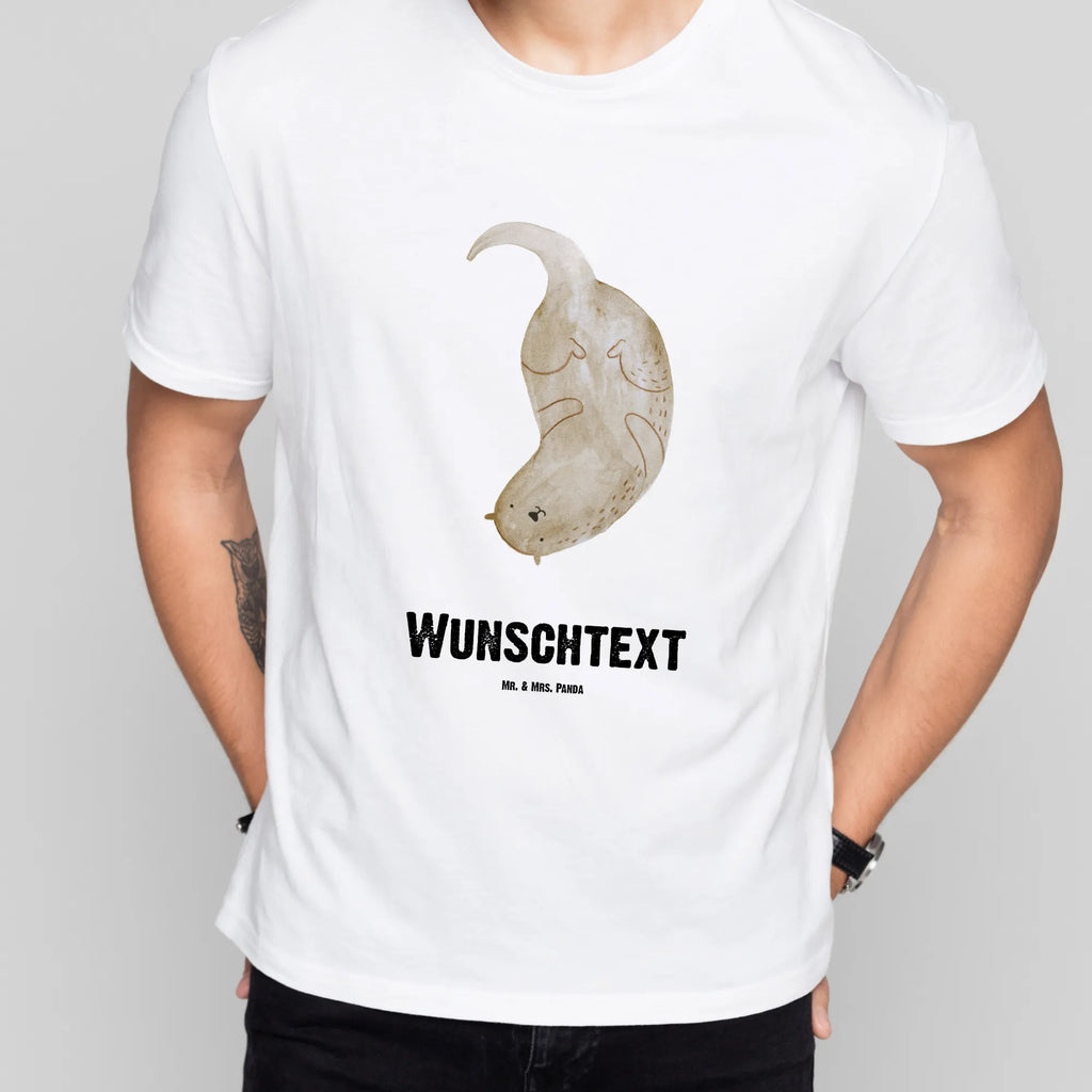 Rozmiar L Personalizowana koszulka wydra Do góry nogami T-Shirt mit Namen, Wunschtext, Bedrucken, T-Shirt mit Aufruck, T-Shirt Personalisiert, Fischotter, Seeotter, Otter, Otter Seeotter See Otter