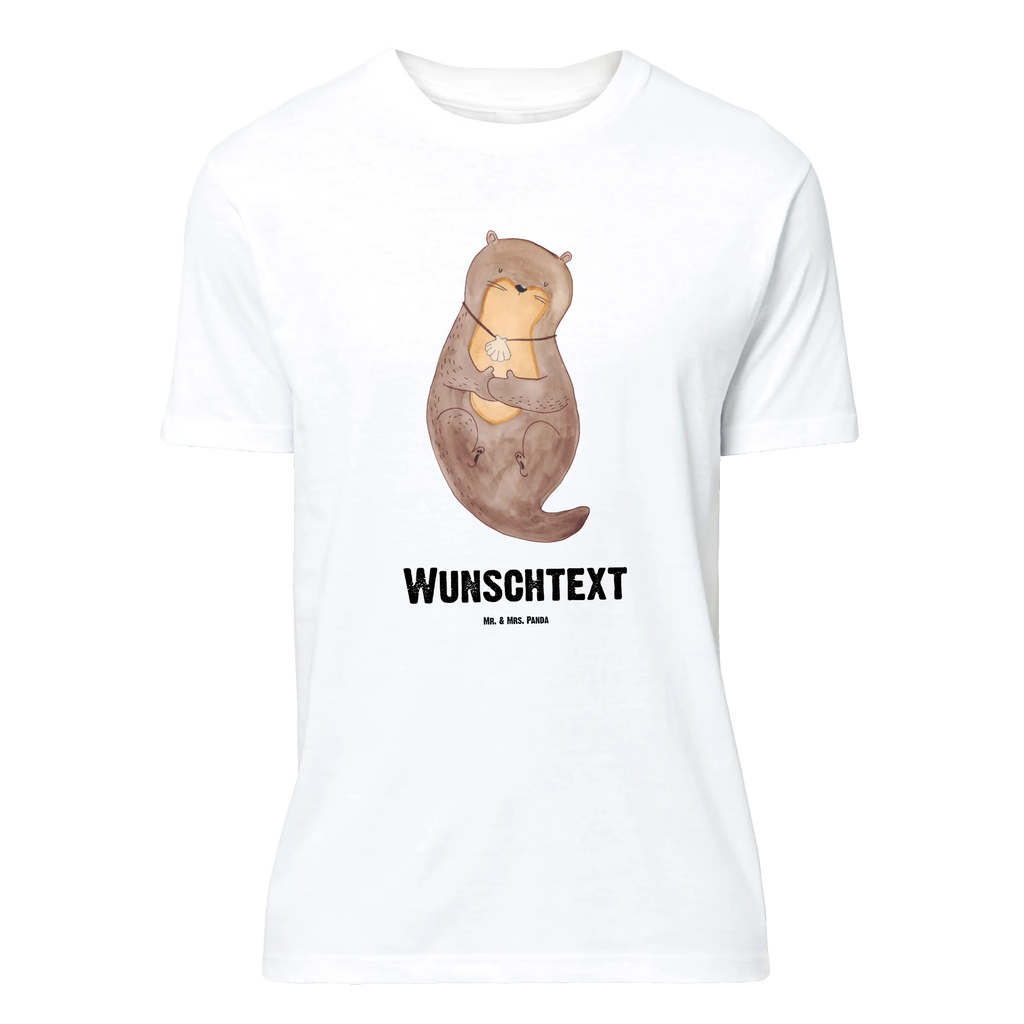 Personalisiertes T-Shirt Otter mit Muschelmedaillon Frauen, Wunschtext, Bedrucken, T-Shirt mit Aufruck, T-Shirt mit Namen, Männer, T-Shirt Personalisiert, Otter, Fischotter, Seeotter, Tagträumen, träumen, Motivation, Büro, Otterliebe, grübeln