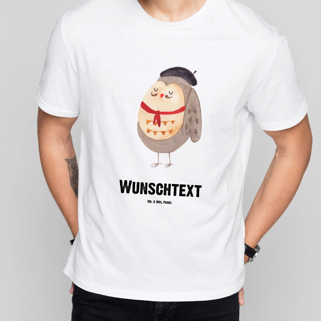 Personalised T-Shirt Owl France Wunschtext, Bedrucken, T-Shirt mit Namen, T-Shirt Personalisiert, T-Shirt mit Aufruck, Eule, Owl, Frankreich, Eule Deko, Spruch Französisch, La Vie Est Belle, Eulen, Spruch schön, Hibou, Das Leben Ist schön