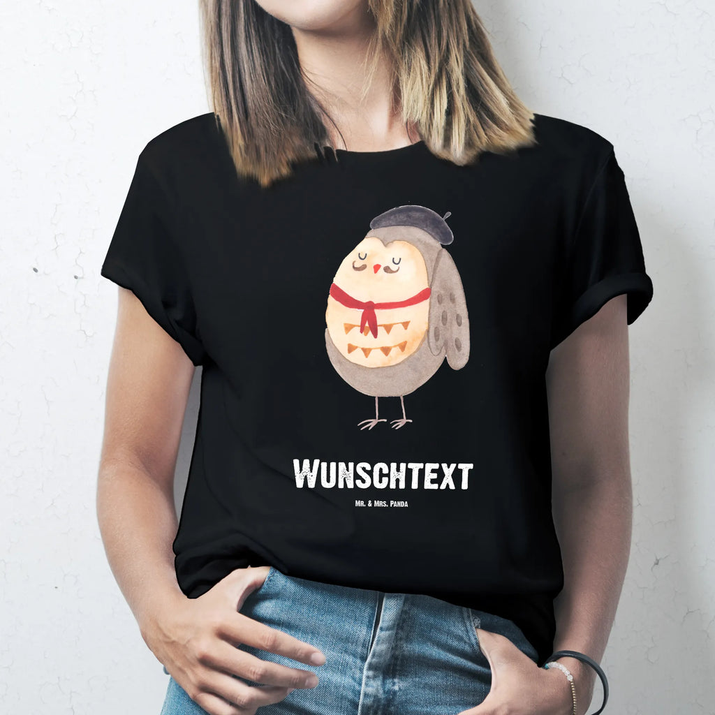 Personalised T-Shirt Owl France Wunschtext, Bedrucken, T-Shirt mit Namen, T-Shirt Personalisiert, T-Shirt mit Aufruck, Eule, Owl, Frankreich, Eule Deko, Spruch Französisch, La Vie Est Belle, Eulen, Spruch schön, Hibou, Das Leben Ist schön