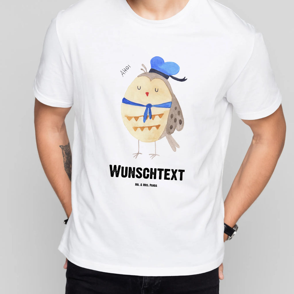 Personalised T-Shirt Owl sailor Wunschtext, T-Shirt mit Namen, Bedrucken, T-Shirt mit Aufruck, T-Shirt Personalisiert, Eule, Heimathafen, Owl, Eule Deko, Seefahrer, Hochzeitstag Geschenk, Eule Spruch, Ehe, Matrose, Freundin, Wortspiel Lustig