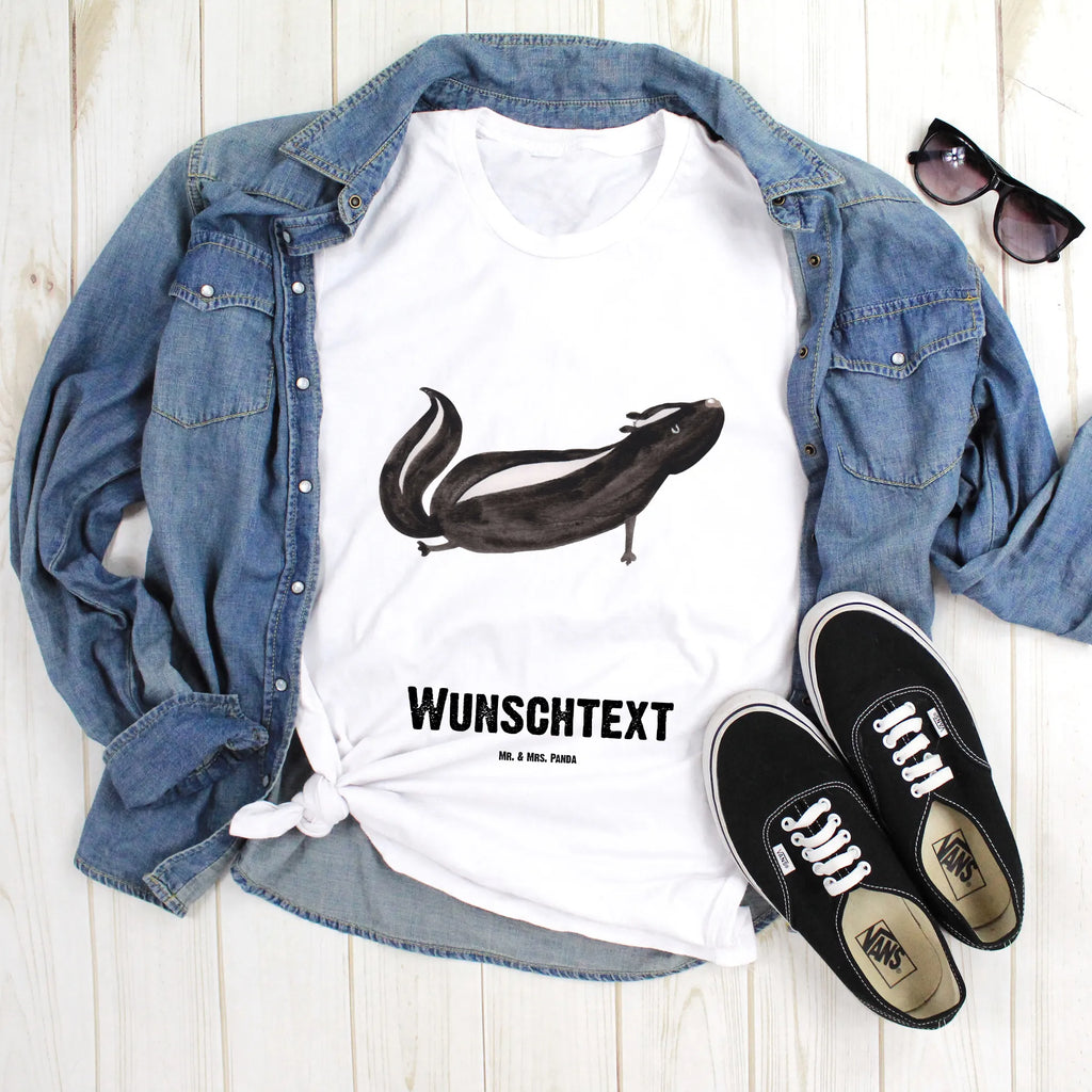 Personalisiertes T-Shirt Stinktier Yoga T-Shirt mit Namen, Bedrucken, T-Shirt mit Aufruck, Wunschtext, T-Shirt Personalisiert, Stinktier, Skunk, Stinker, Liebe, Namaste, Yoga, Stinki, Raubtier, Wildtier, Lebe, Lache