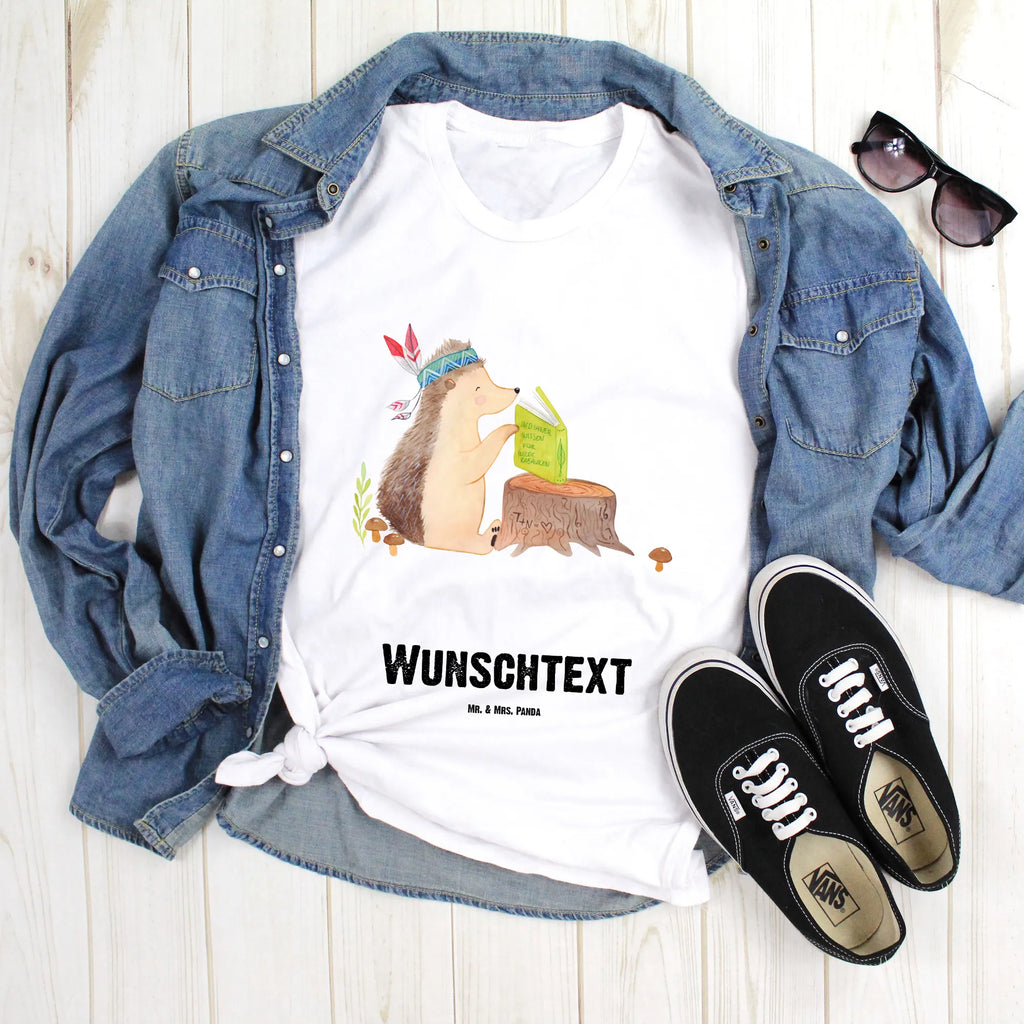 Personalisiertes T-Shirt Igel Federschmuck T-Shirt mit Aufruck, T-Shirt Personalisiert, T-Shirt mit Namen, Tiere, Waldtiere, Abenteuer, Igel, Indianer, Lagerfeuer, Camping