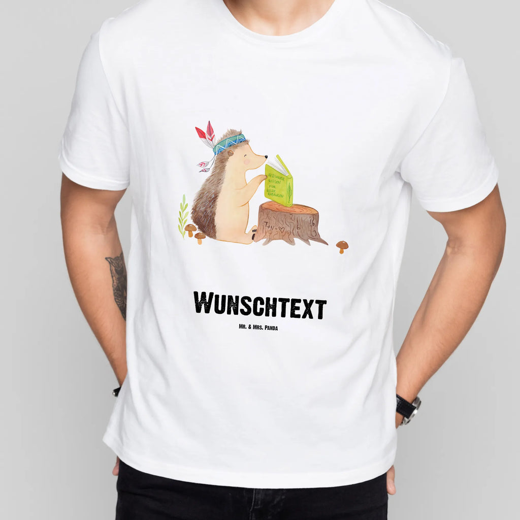 Personalisiertes T-Shirt Igel Federschmuck T-Shirt mit Aufruck, T-Shirt Personalisiert, T-Shirt mit Namen, Tiere, Waldtiere, Abenteuer, Igel, Indianer, Lagerfeuer, Camping