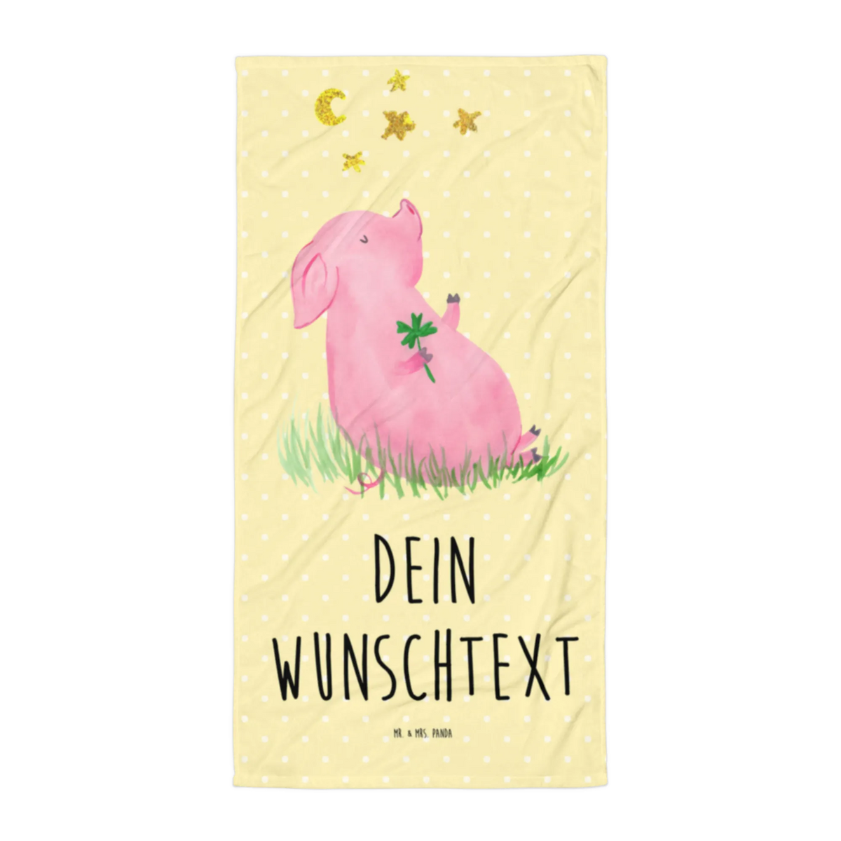 Hand towel with name Pig Luck card, gift ideas, gifts, small animals, cute, cute animal motives, hand drawn, funny sayings, good mood, special gifts, animal lover, stars, asterisks, goals, lucky charm, Lucky bastard. Luck, piglet