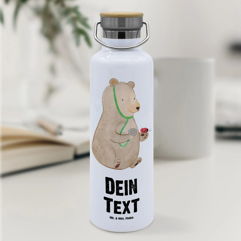 Personalised drinks bottle bear Physician bear, teddy, teddy bear, cuddly toy, Bear, Professor, Doctor