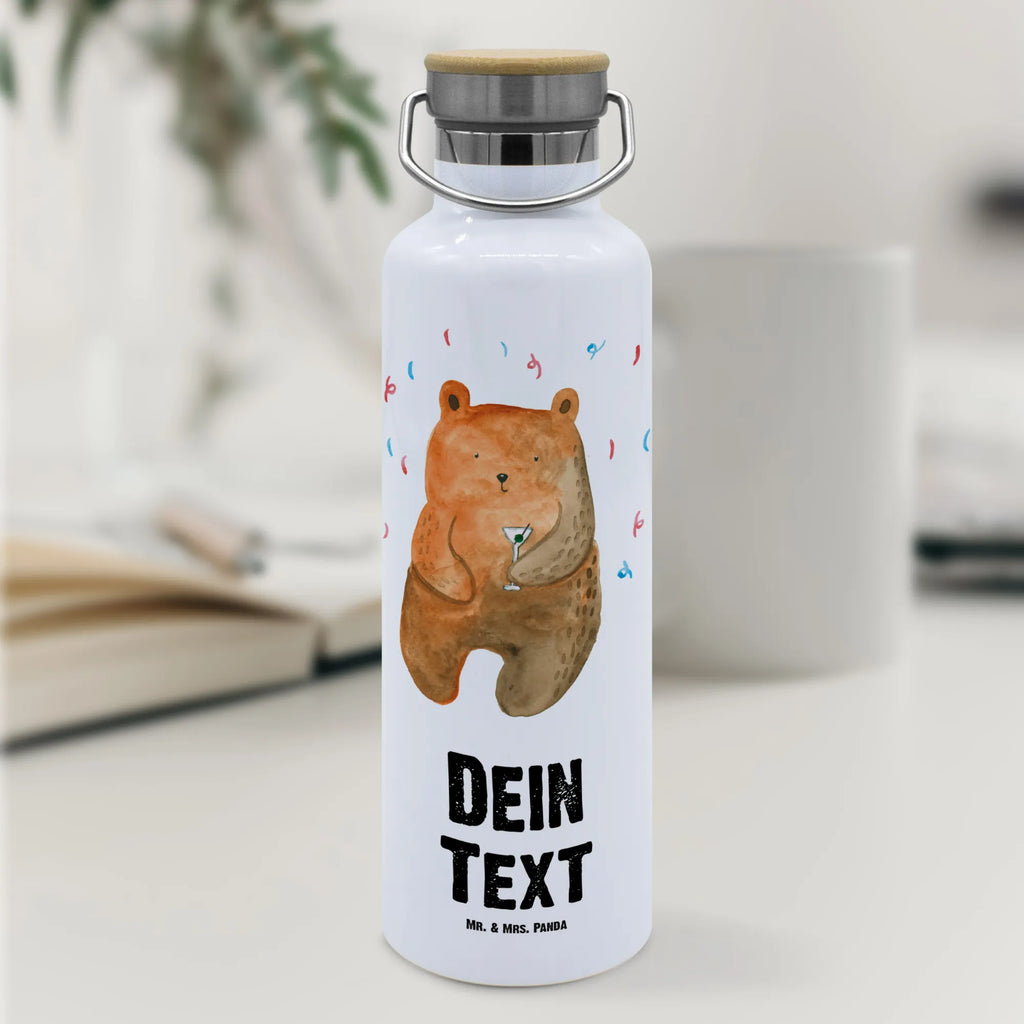 Personalised drinks bottle bear party bear, teddy, teddy bear, cuddly toy, Birthday present, Good mood, Celebrate, Party, Birthday, Present, Partying, Bring a present, Funny