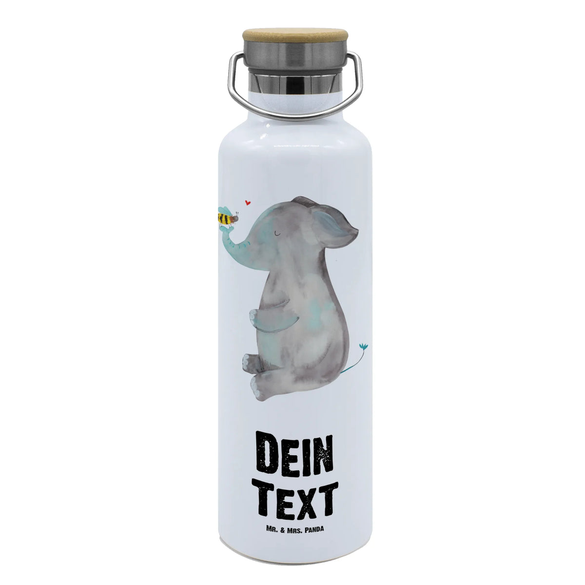 Personalised drinks bottle elephant bee small animals, cute, funny, cute animal motives, hand drawn, small world, funny sayings, good mood, happy, gifts, gift ideas, special gifts, animal lover, card, marriage proposal, wedding gift, love saying, anniversary, love gift, proof of love, elephant, bee, love