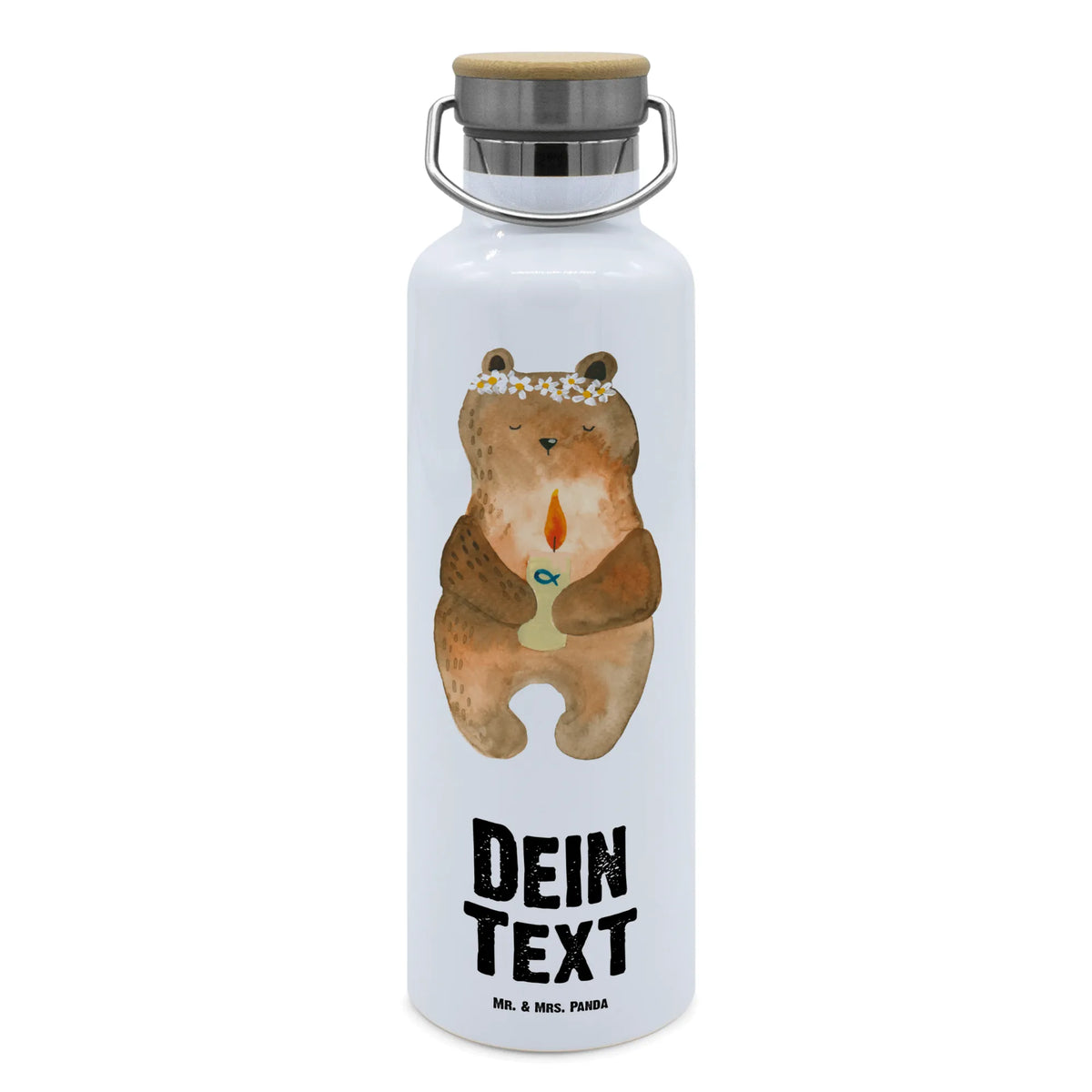 Personalised drinks bottle bear communion bear, teddy, teddy bear, cuddly toy, communion, baptismal candle, God's blessing, catholic
