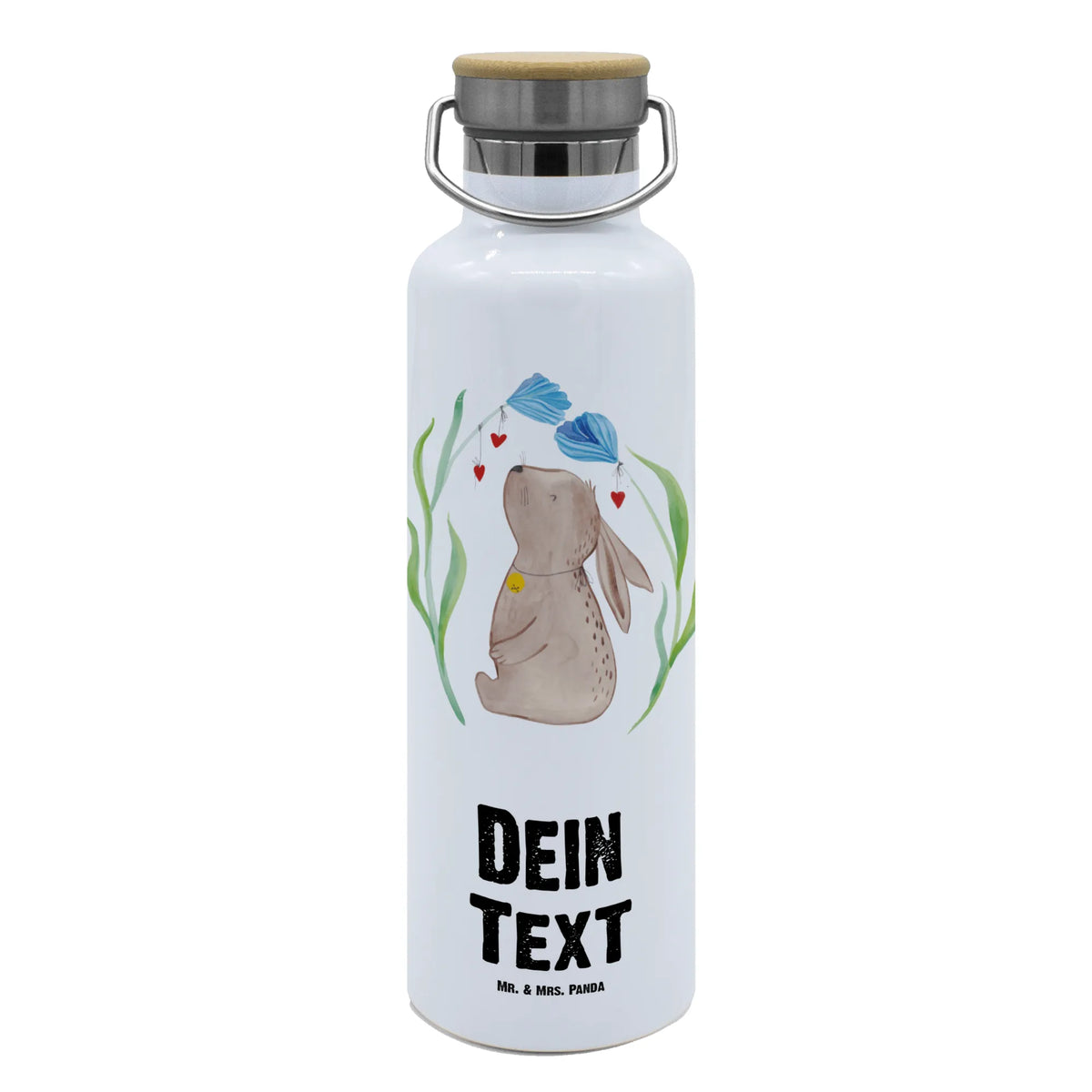 Personalised drinks bottle Hare flower Easter bunny, hope, Bunny, first child, baptism, child's birthday, pregnancy, christening gift, rabbit, birth, birthday, child