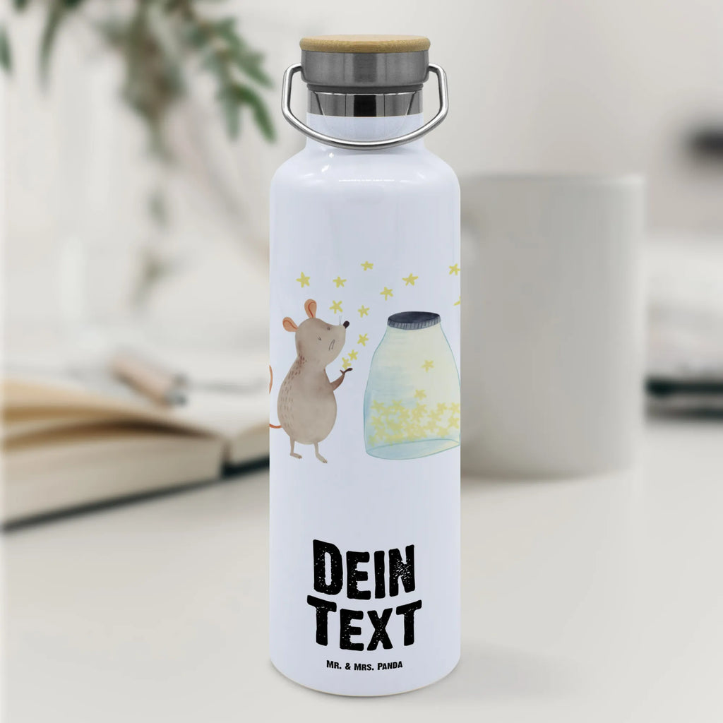 Personalised drinks bottle Mouse Stars small animals, cute, funny, cute animal motives, hand drawn, small world, funny sayings, good mood, happy, gifts, gift ideas, special gifts, animal lover, card, hope, child, child birthday, Mouse, stars, baptism gift, dreams, first child, baptism, pregnancy, wish, birth, birthday