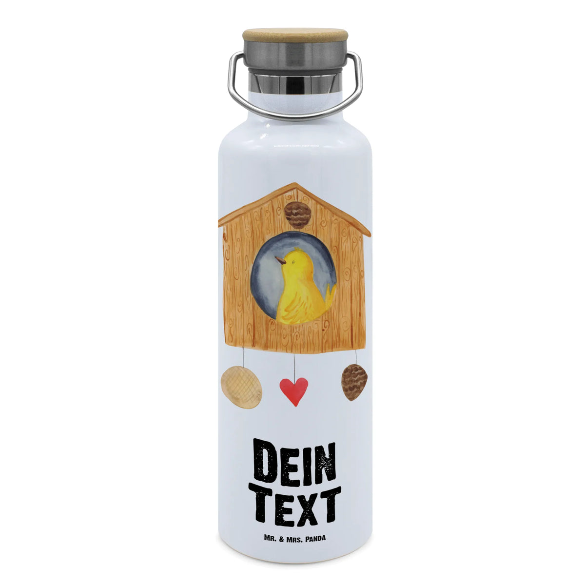 Personalised drinks bottle birdhouse Home small animals, cute, funny, cute animal motives, hand drawn, small world, funny sayings, good mood, happy, gifts, gift ideas, special gifts, animal lover, card, birdhouse, moving out, house building, house, home sweet home, moving in, gift, moving gift, bird