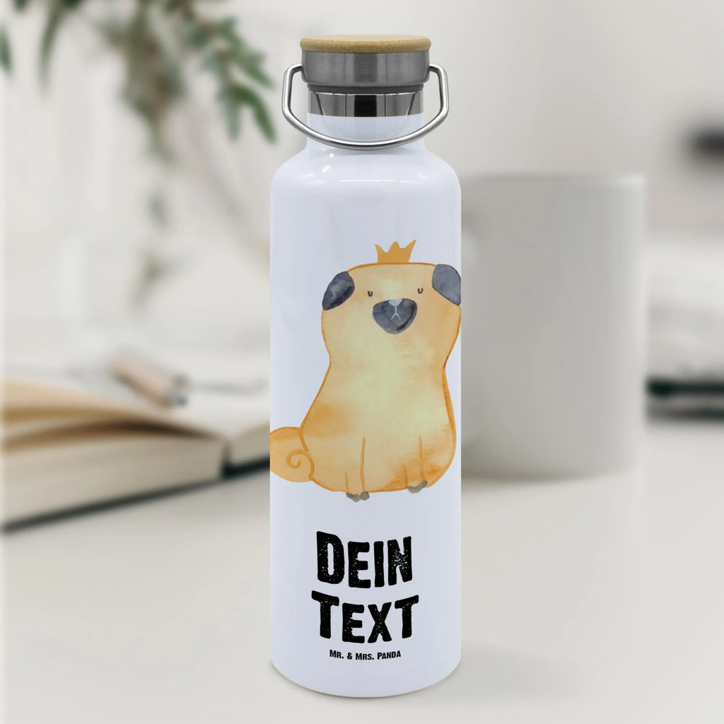 Personalised drinks bottle pug Crown dog, mutt, hound, woof, dog mama, dog breed, love dogs, love for dogs, dog decorative items, bag with dog print, funny gifts for dog owners, what do you give a dog lover, Christmas gifts for dogs, gifts for dogs, dog sayings, funny, allergic, house rules, childless, Pug, dog owners. Saying