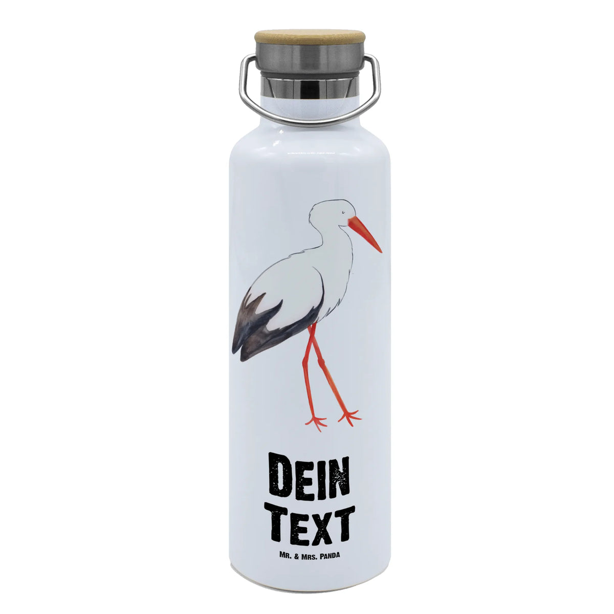 Personalised drinks bottle Stork small animals, cute, funny, cute animal motives, hand drawn, small world, funny sayings, good mood, happy, gifts, gift ideas, special gifts, animal lover, card, stork, birth, mother, baby bump, pregnant, mothers, pregnancy, baby, becoming a mother