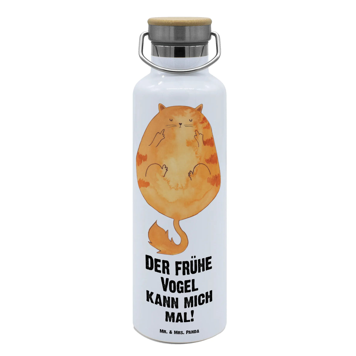 Trinkflasche Katze Frühaufsteher thermobottle, Trinkgefäß, Thermo-Trinkflasche, thermos trinkflasche, Trinkbehälter, Warmhalteflasche, wasser trinkflasche, Getränkeflasche, Trinkflasche, getränkebehälter, Vakuumflasche, Edelstahlflasche, feldflasche, große thermosflasche, isolier trinkflasche, Thermosflasche, Isolierte Trinkflasche, metall trinkflasche, Wasserflasche, große trinkflasche, Trinkflasche Aus Edelstahl, große wasserflasche, metallflasche, Katzenfan, Katzensouvenirs, Katzenliebhaberprodukte, Katzendeko, Katzenmotive, Katze, Katzenfreund, Katzenliebhaber, Katzenprodukte, Katzenmotiv, Katzenartikel, Katzenaccessoires, Frühaufsteher, Katzen, Morgenmuffel, Kaffee, Mietze, Kater, Der Frühe Vogel Kann Mich Mal