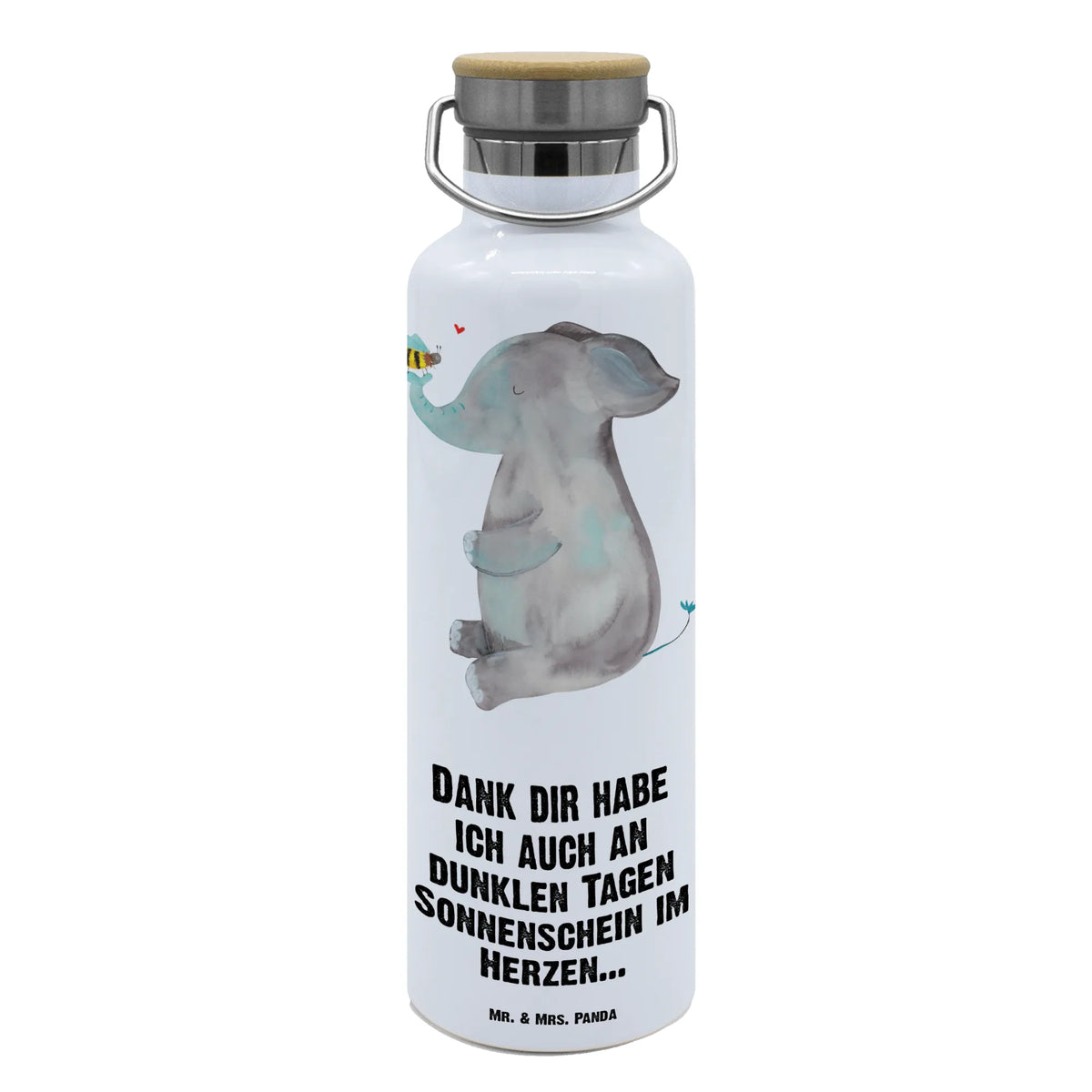 Drinks bottle elephant bee small animals, cute, funny, cute animal motives, hand drawn, small world, funny sayings, good mood, happy, gifts, gift ideas, special gifts, animal lover, card, love gift, proof of love, love, marriage proposal, bee, wedding gift, anniversary, love saying, elephant