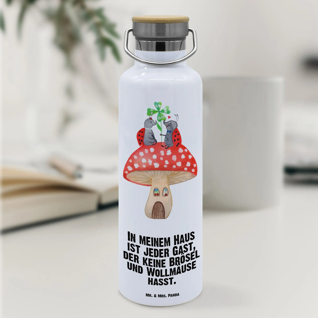 Drinks bottle ladybug toadstool small animals, cute, funny, cute animal motives, hand drawn, small world, funny sayings, good mood, happy, gifts, gift ideas, special gifts, animal lover, card, house of fleshy fungi, ladybird, toadstool, flat, at home, house