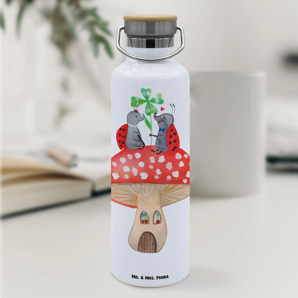 Drinks bottle ladybug toadstool small animals, cute, funny, cute animal motives, hand drawn, small world, funny sayings, good mood, happy, gifts, gift ideas, special gifts, animal lover, card, house of fleshy fungi, ladybird, toadstool, flat, at home, house