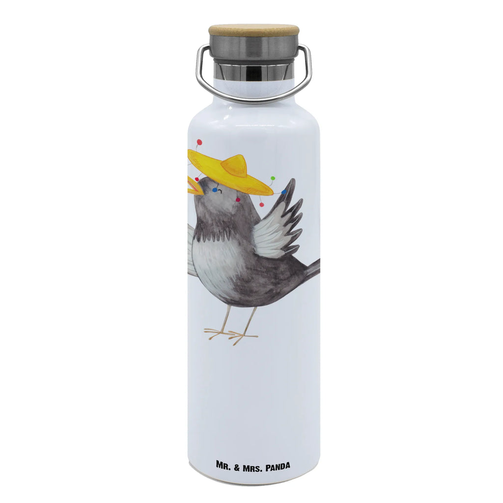 Drinks bottle Crow sombrero small animals, cute, funny, cute animal motives, hand drawn, small world, funny sayings, good mood, happy, gifts, gift ideas, special gifts, animal lover, card, Birds, Be happy, Bird, Happiness Saying, Magpie, Motivation, Raven, Saying positive