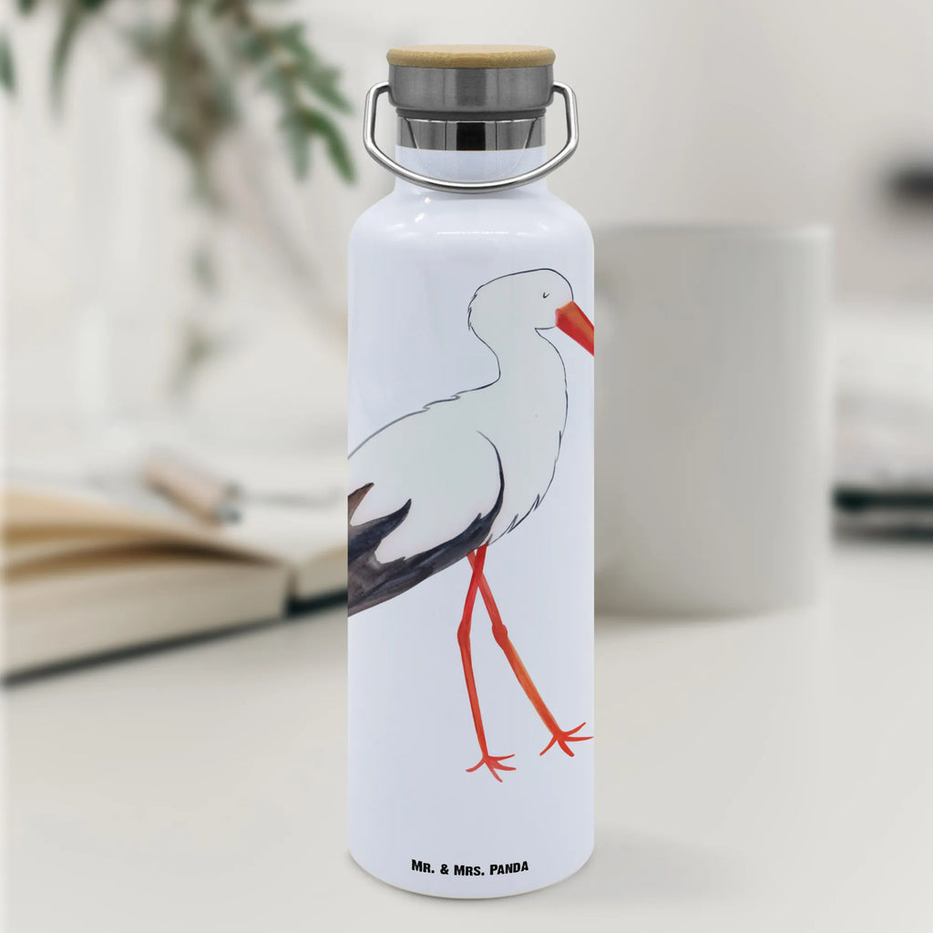 Drinks bottle Stork small animals, cute, funny, cute animal motives, hand drawn, small world, funny sayings, good mood, happy, gifts, gift ideas, special gifts, animal lover, card, mothers, baby bump, stork, birth, pregnant, pregnancy, mother, becoming a mother, baby