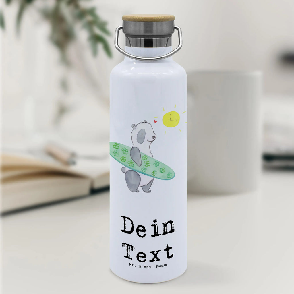 Personalised drinks bottle panda surfing Gift, sport, hobby, giving, thank you, award, profit, athlete, Surfing, surfing, surf school