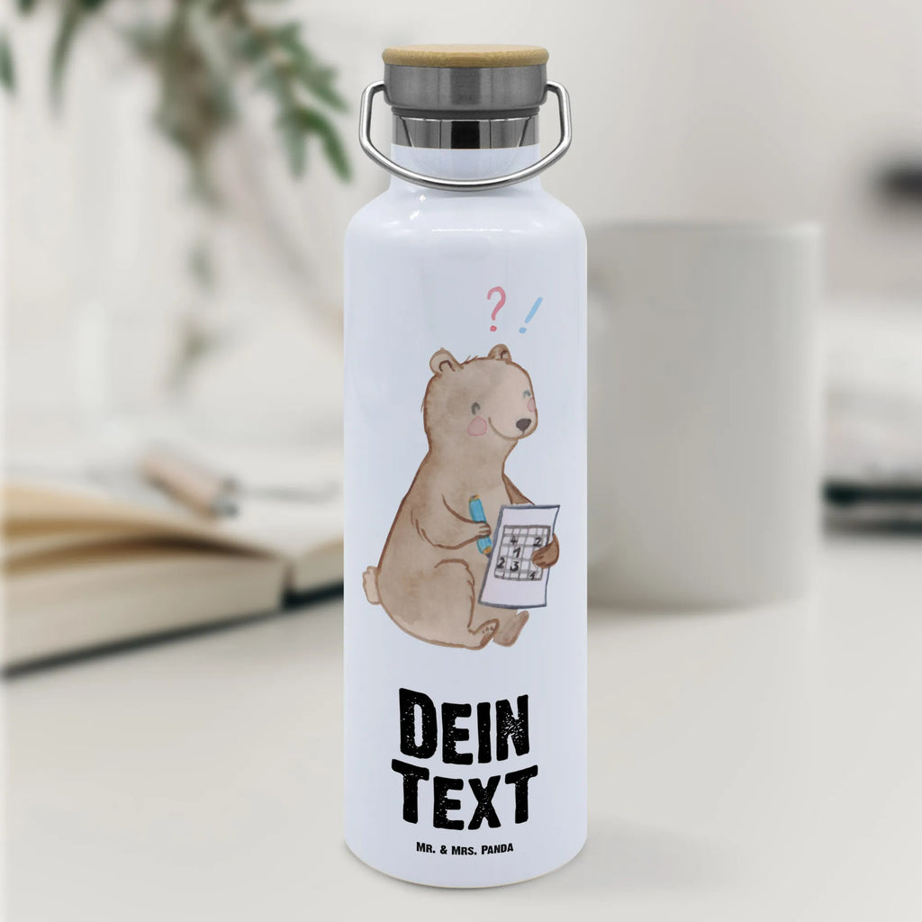 Personalised drinks bottle bear solve riddles Gift, sport, hobby, giving, thank you, award, profit, athlete, riddles, solving crossword puzzles, memory sports, memory training, Solving puzzles