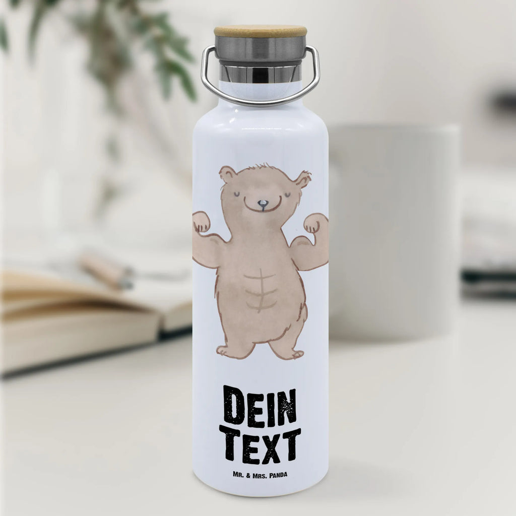 Personalised drinks bottle bear body building Gift, sport, hobby, giving, thank you, award, profit, athlete, competitive sports, body shaping, Bodybuilding, muscle mass, sports