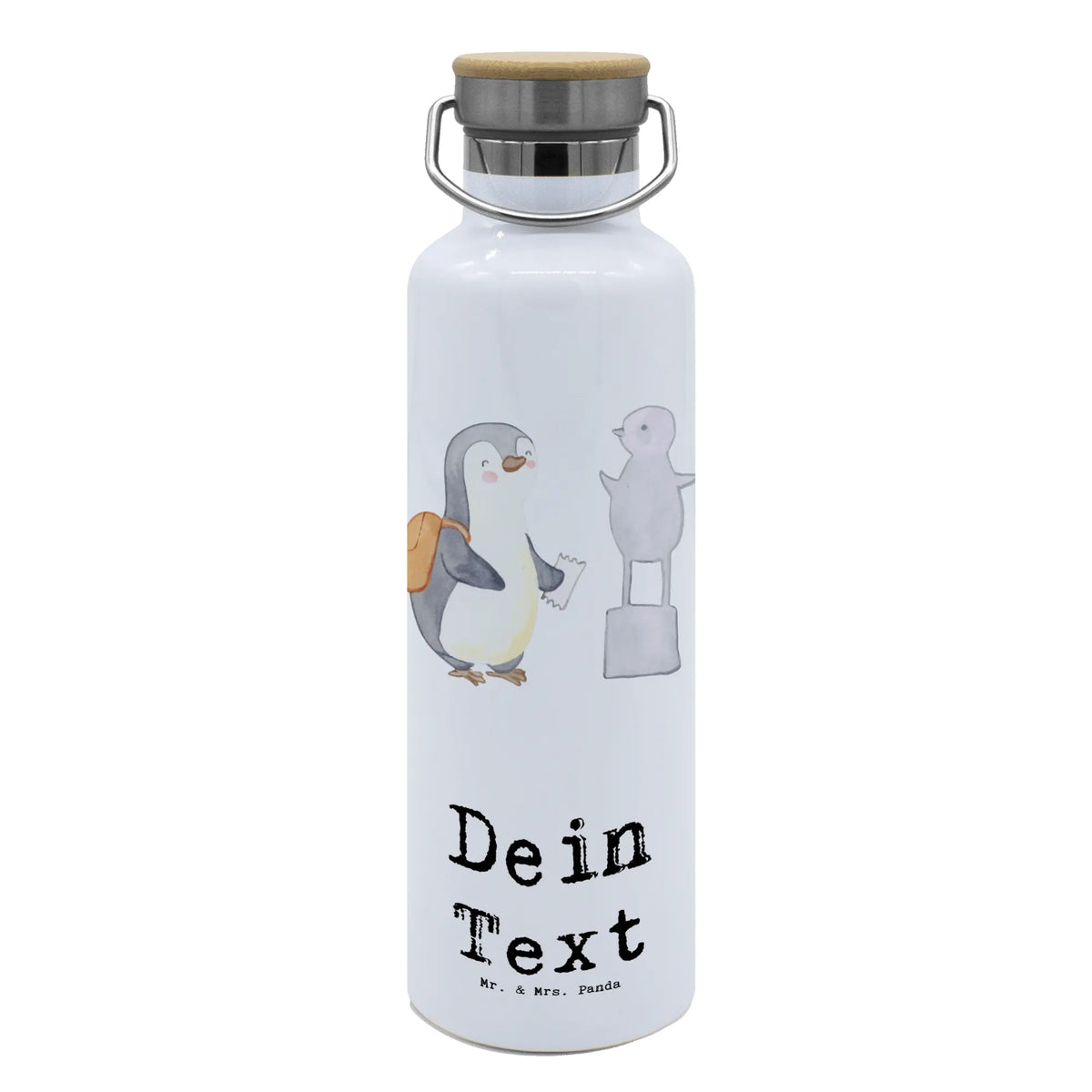 Personalised drinks bottle penguin to visit a museum Gift, sport, hobby, giving, thank you, award, profit, athlete, museums, Visit museum