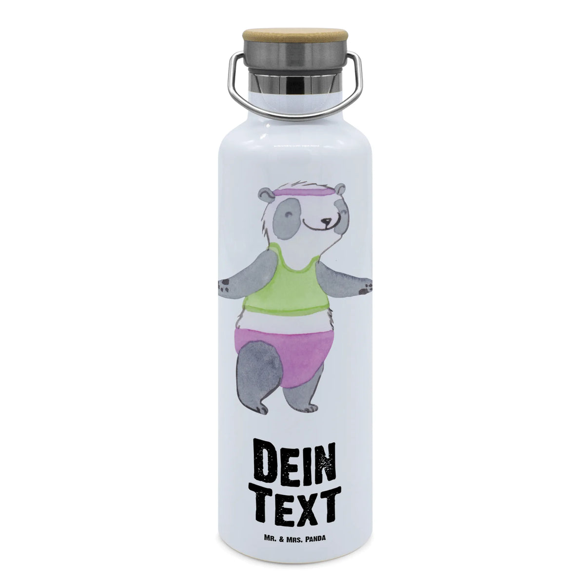 Personalised drinks bottle panda aerobics Gift, sport, hobby, giving, thank you, award, profit, athlete, Aerobics, aerobics fitness, gym