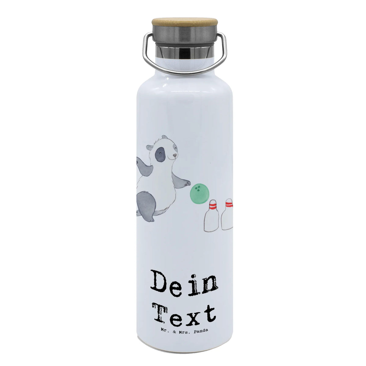 Personalised drinks bottle panda bowling Gift, sport, hobby, giving, thank you, award, profit, athlete, go bowling, bowling, bowling trip, bowling center, bowling alley, bowling party