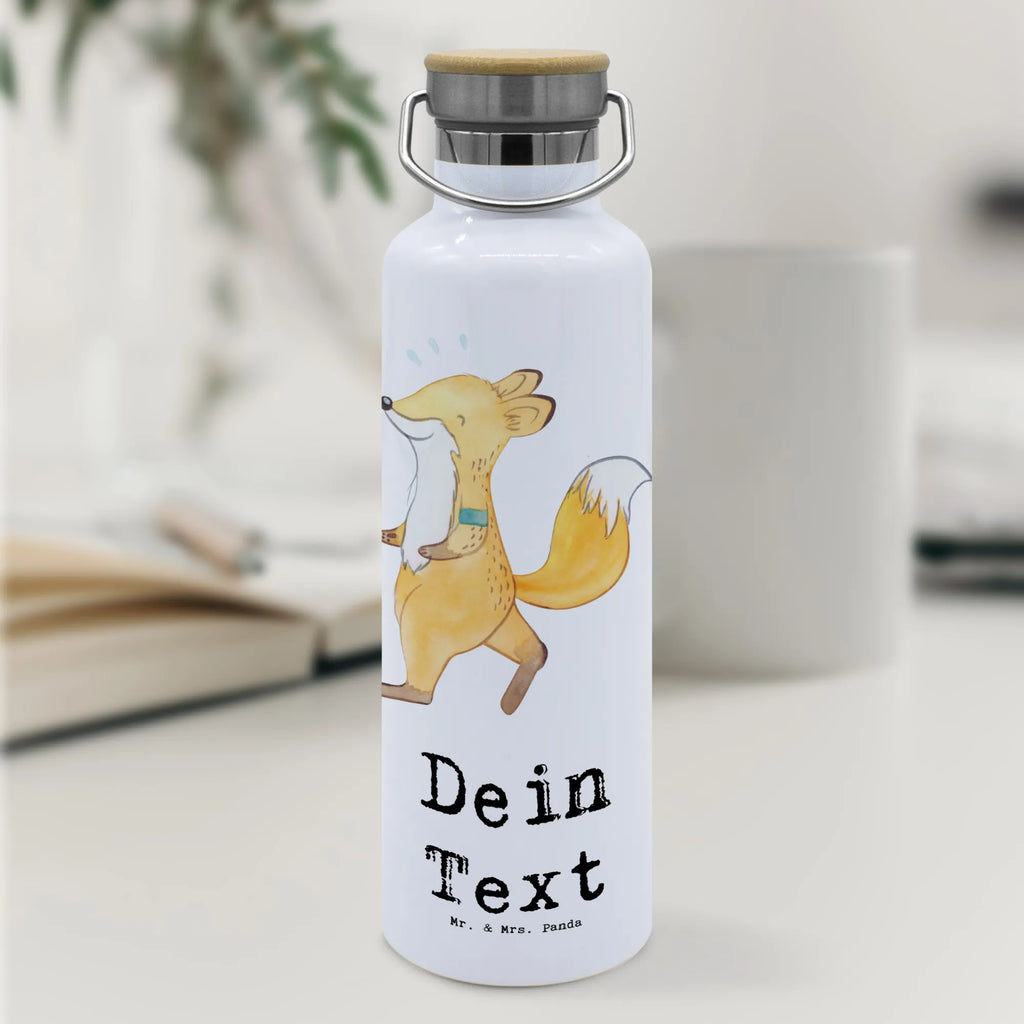 Personalised drinks bottle Fox Jog Gift, sport, hobby, giving, thank you, award, profit, athlete, running, jogging