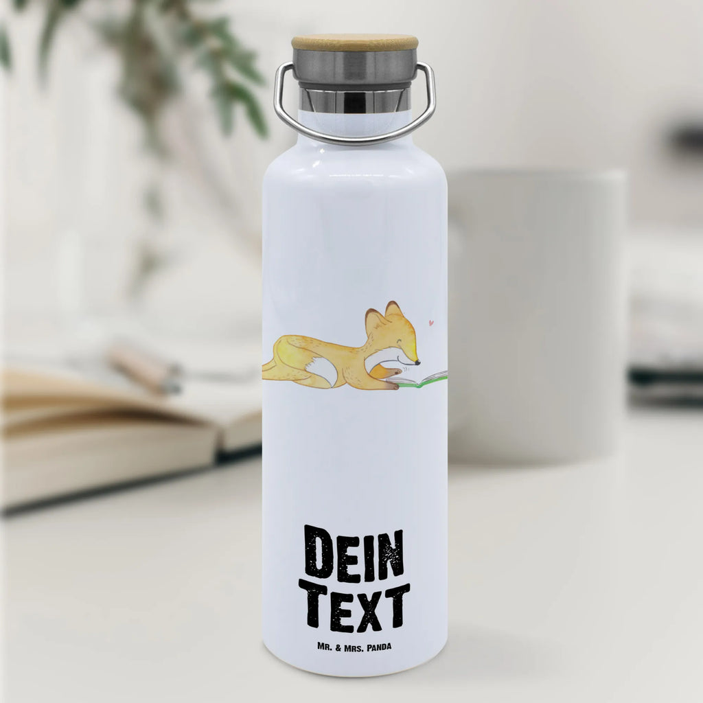 Personalised drinks bottle Fox To read Gift, sport, hobby, giving, thank you, award, profit, athlete, read books, read, bookworm