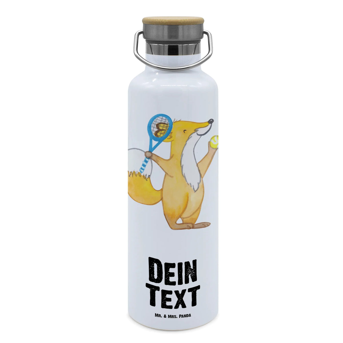 Personalised drinks bottle Fox play tennis Gift, giving, thank you, award, profit, athlete, tennis tournament, tennis club, Playing tennis, ball sport
