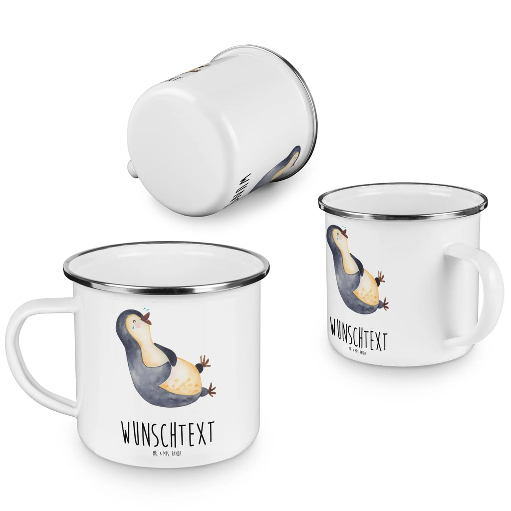 Personalised enamel cup Penguin Laugh Penguin, North Pole, Winter, Penguins, Pinguin, Pinguine, lustiger Spruch, Optimismus, Fröhlich