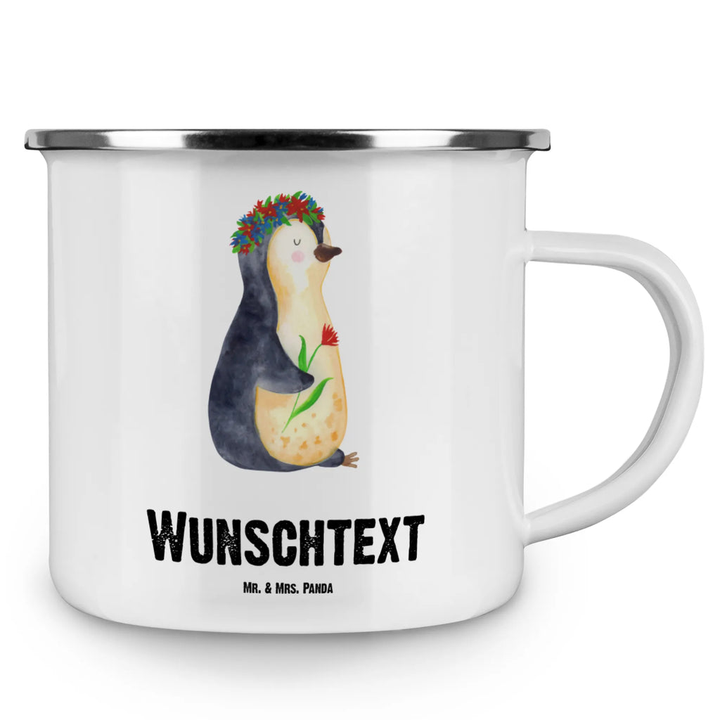 Personalised enamel cup Penguin Flower Penguin, North Pole, Winter, Penguins, lovesickness, universe, motivation, wishes, wreath of flowers, goals in life, penguins, love of life, life, goals, gift idea