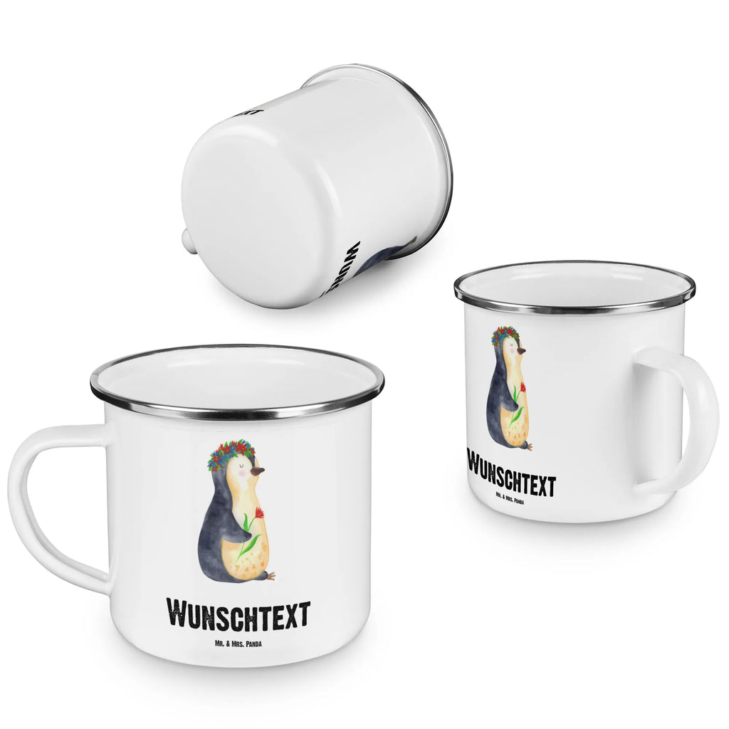 Personalised enamel cup Penguin Flower Penguin, North Pole, Winter, Penguins, lovesickness, universe, motivation, wishes, wreath of flowers, goals in life, penguins, love of life, life, goals, gift idea