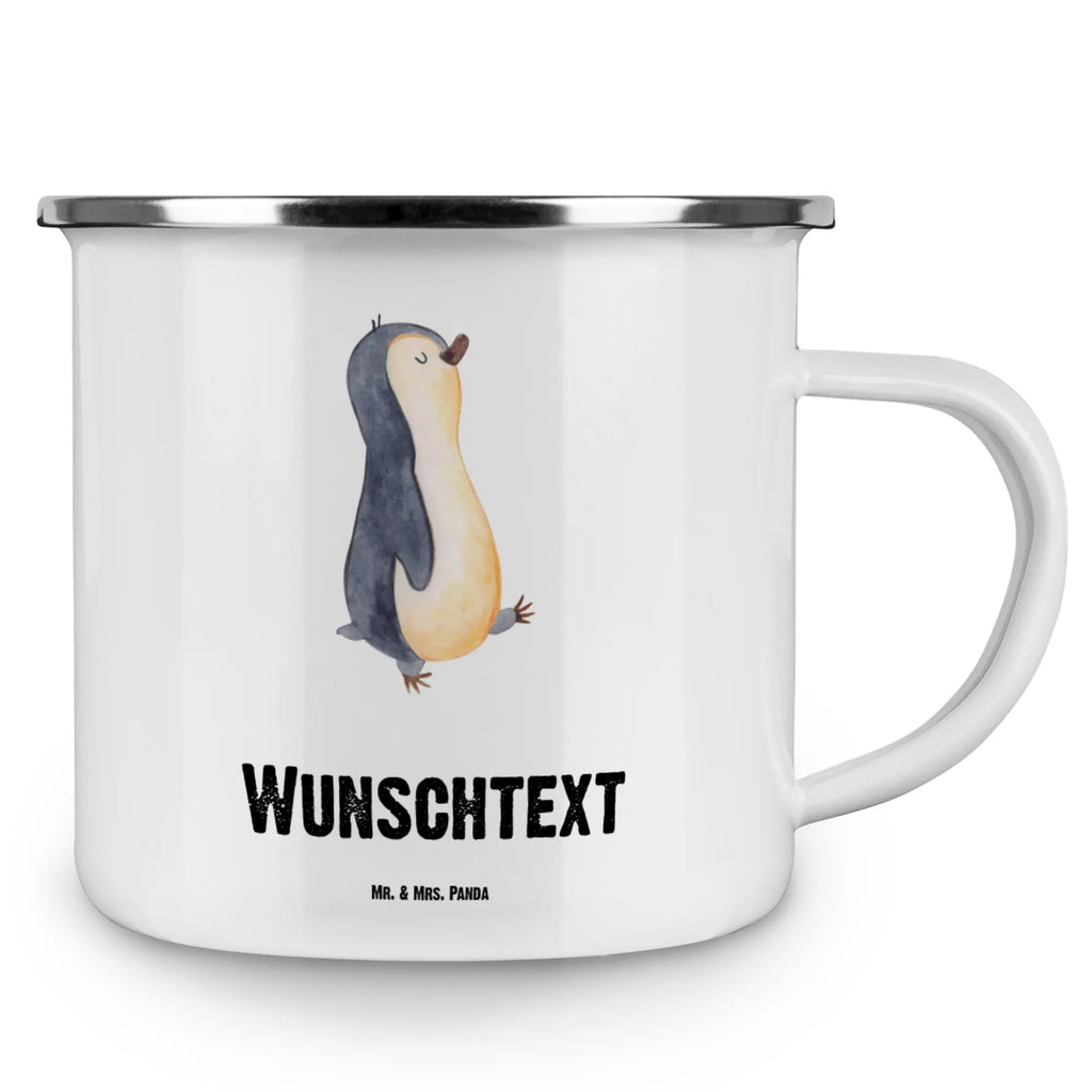 Personalisierte Emaille Tasse Pinguin marschierend tasse bedrucken, tasse selbst gestalten, Namenstasse, Campingtasse bedrucken, personalisierte tasse, tasse mit namen, Campingtasse personalisiert, tassen bedrucken, Emaille Tasse personalisiert, Campinggeschirr personalsisert, Emaille Tasse mit Namen, personalisierte tassen, Pinguin, Pinguine, Langschläfer, Familie, Schwester, Frühaufsteher, Bruder