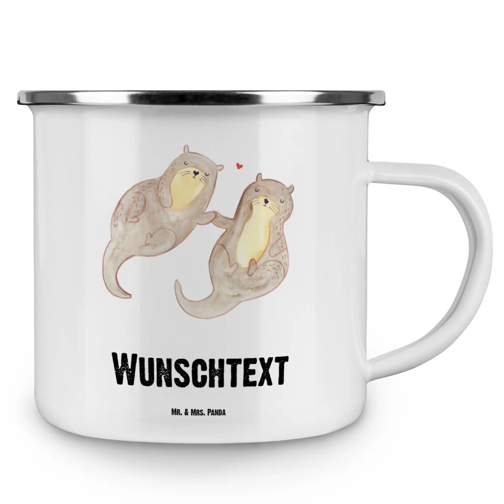 Personalisierte Emaille Tasse Otter händchenhaltend Campingtasse personalisiert, tasse selbst gestalten, Campinggeschirr personalsisert, tasse bedrucken, Emaille Tasse personalisiert, Namenstasse, personalisierte tassen, Emaille Tasse mit Namen, Campingtasse bedrucken, tasse mit namen, personalisierte tasse, tassen bedrucken, Otter, Fischotter, Seeotter, Otter Seeotter See Otter