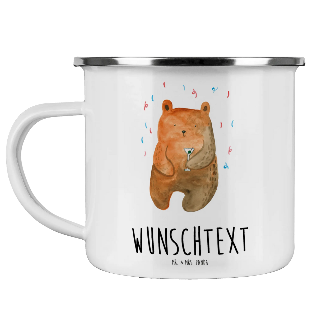 Personalised enamel cup bear party bear, teddy, teddy bear, cuddly toy, Birthday, Party, Good mood, Birthday present, Bring a present, Present, Partying, Celebrate, Funny