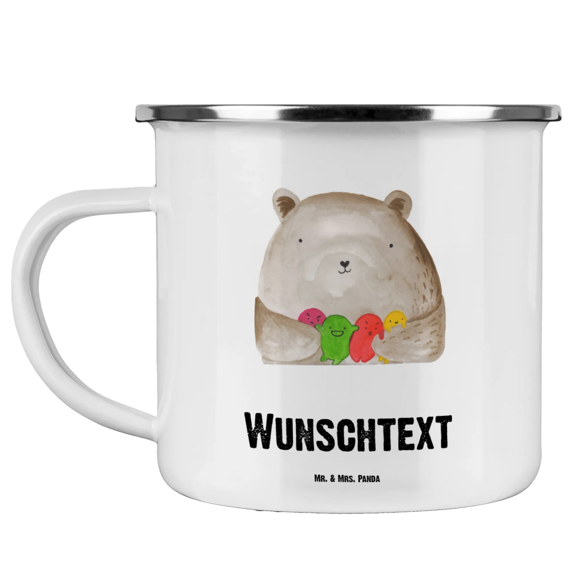 Personalised enamel cup bear Feeling bear, teddy, teddy bear, cuddly toy, Madness, Bear