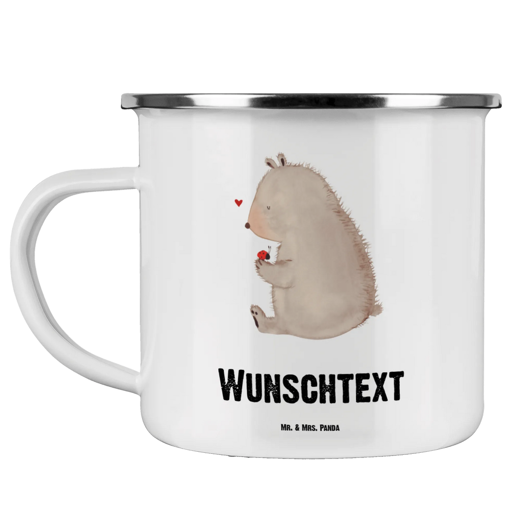 Personalisierte Emaille Tasse Bär mit Marienkäfer personalisierte tasse, Emaille Tasse mit Namen, tassen bedrucken, tasse mit namen, Namenstasse, personalisierte tassen, Emaille Tasse personalisiert, Campingtasse personalisiert, Campingtasse bedrucken, tasse bedrucken, tasse selbst gestalten, Campinggeschirr personalsisert, Bär, Teddy, Teddybär, Das Leben ist schön, Marienkäfer, Freiheit, Motivation, Liebe