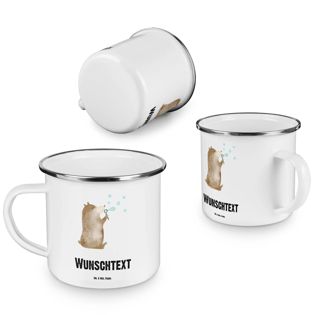 Personalisierte Emaille Tasse Bär Seifenblasen personalisierte tasse, Campingtasse bedrucken, tasse bedrucken, tasse selbst gestalten, Namenstasse, tasse mit namen, Emaille Tasse personalisiert, tassen bedrucken, Emaille Tasse mit Namen, Campinggeschirr personalsisert, Campingtasse personalisiert, personalisierte tassen, Bär, Teddy, Teddybär, Seifenblasen Bär Lustig Sein Glücklich Traurig Happy